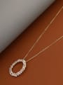 thumb Brass Cubic Zirconia White Geometric Minimalist Long Strand Necklace 1