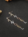 thumb Brass Cubic Zirconia White Letter Minimalist Stud Earring 0
