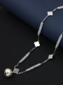 thumb Brass Imitation Pearl White Flower Minimalist Long Strand Necklace 0