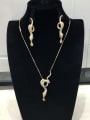 thumb Minimalist Snake Copper Cubic Zirconia White Earring and Necklace Set 0
