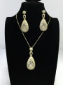thumb Trend Irregular Copper Cubic Zirconia White Earring and Necklace Set 0