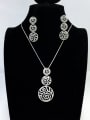 thumb Classic Round Copper Cubic Zirconia White Earring and Necklace Set 0