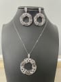thumb Dainty Round Copper Cubic Zirconia White Earring and Necklace Set 0