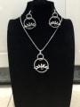 thumb Classic Evil Eye Copper Cubic Zirconia White Earring and Necklace Set 0