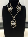 thumb Classic Evil Eye Copper Cubic Zirconia White Earring and Necklace Set 0