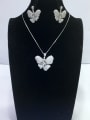 thumb Artisan Butterfly Copper Cubic Zirconia White Earring and Necklace Set 0
