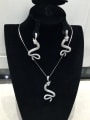 thumb Dainty Snake Copper Cubic Zirconia White Earring and Necklace Set 0
