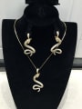 thumb Dainty Snake Copper Cubic Zirconia White Earring and Necklace Set 0