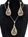 thumb Statement Water Drop Copper Cubic Zirconia White Earring and Necklace Set 0