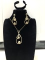 thumb Minimalist Water Drop Copper Cubic Zirconia White Earring and Necklace Set 0