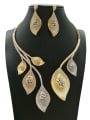 thumb GODKI Luxury Women Wedding Dubai Dainty Leaf Copper Cubic Zirconia White Earring And Necklace Set 0