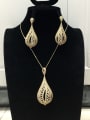 thumb Dainty Water Drop Copper Cubic Zirconia White Earring and Necklace Set 0