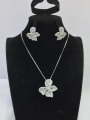 thumb Dainty Butterfly Copper Cubic Zirconia White Earring and Necklace Set 0