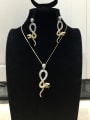 thumb Classic Snake Copper Cubic Zirconia White Earring and Necklace Set 0
