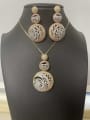thumb Luxury Round Copper Cubic Zirconia White Earring and Necklace Set 0