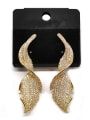 thumb GODKI Luxury Women Wedding Dubai Copper Cubic Zirconia White Leaf Artisan Stud Earring 0
