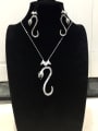 thumb Minimalist Snake Copper Cubic Zirconia White Earring and Necklace Set 0