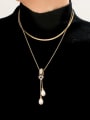 thumb Stainless steel Imitation Pearl Tassel Minimalist Lariat Necklace 1