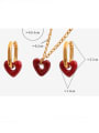 thumb Titanium Steel Vintage Heart  Enamel Earring and Necklace Set 4