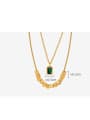 thumb Titanium Steel Cubic Zirconia Green Geometric Vintage Multi Strand Necklace 3