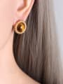 thumb Titanium Steel Tiger Eye Vintage Round Earring and Necklace Set 2