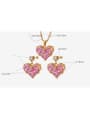 thumb Brass Cubic Zirconia Dainty Heart Earring and Necklace Set 4