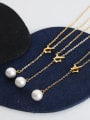 thumb Titanium Steel Imitation Pearl Tassel Dainty Lariat Necklace 2