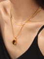 thumb Titanium Steel Tiger Eye Water Drop Hip Hop Necklace 1