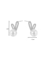 thumb Brass Imitation Pearl Rabbit Cute Stud Earring 3