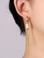 thumb Brass Cubic Zirconia Geometric Tassel  Vintage Threader Earring 1