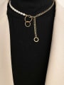 thumb Stainless steel Imitation Pearl Tassel Vintage Lariat Necklace 1