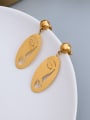 thumb Titanium 316L Stainless Steel Oval Vintage Drop Earring with e-coated waterproof 2