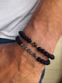thumb Natural Stone Black Elastic rope Cross Trend Beaded Bracelet 1