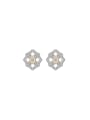 thumb Brass Cubic Zirconia Flower Dainty Stud Earring 0