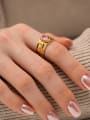 thumb Stainless steel Cubic Zirconia Pink Geometric Trend Band Ring 1