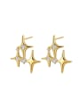 thumb Brass Rhinestone Star Cross Minimalist Stud Earring 0