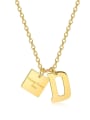thumb Stainless steel Square Minimalist Letter Pendant Necklace 2