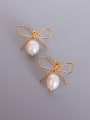 thumb Titanium 316L Stainless Steel Freshwater Pearl Irregular Vintage Stud Earring with e-coated waterproof 0
