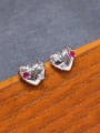 thumb Brass Cubic Zirconia Heart Vintage Stud Earring 2