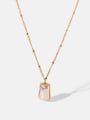 thumb Stainless steel Imitation Pearl Rectangle Trend Necklace 0