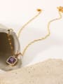 thumb Stainless steel Cubic Zirconia Purple Square Dainty Necklace 1