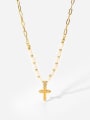 thumb Stainless steel Imitation Pearl Cross Vintage Necklace 0