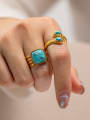 thumb Stainless steel Turquoise Geometric Hip Hop Stackable Ring 2