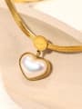 thumb Stainless steel Imitation Pearl Heart Trend Cuban Necklace 1