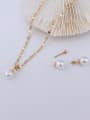 thumb Titanium 316L Stainless Steel Imitation Pearl Minimalist Round  Earring and Necklace Set with e-coated waterproof 2