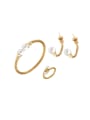 thumb Stainless steel Imitation Pearl Hip Hop Irregular   Ring Earring And Bracelet Set 0