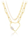 thumb Stainless steel Cubic Zirconia Heart Vintage Multi Strand Necklace 0