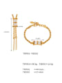 thumb Titanium Steel Cubic Zirconia Hip Hop Tassel  Bracelet and Necklace Set 2