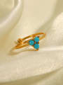 thumb Stainless steel Turquoise Geometric Vintage Band Ring 2