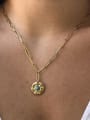 thumb Natural turquoise inlaid golden stainless steel necklace 1